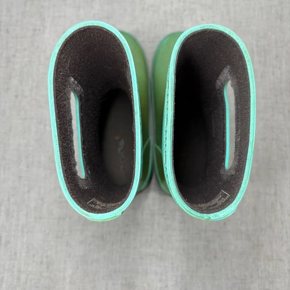 Bogs Skipper Glitter Green‎ Waterproof Rain Boots Pull On Outdoors Kids Size 13